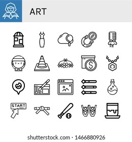 Set Of Art Icons Such As Wizard, Poster, Dress, Cloud, Horseshoe, Microphone, Gangsta, Traffic Cone, Flower Crown, Box, Pendant, Fire Location, Website Design, Pop Up, Information , Art