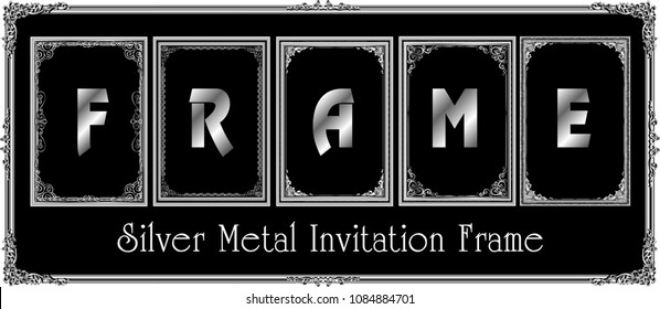 Set of Art metal or silver decor borders and frames. Creative template