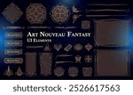 Set of Art Nouveau Fantasy Elements for user interface, poster, video. Fantasy magic HUD. Template for rpg game interface. Vector Illustration EPS10