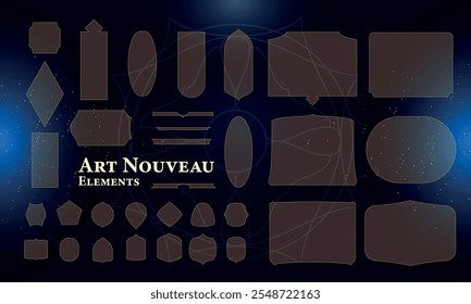 Set of Art Nouveau Fantasy Elements for user interface, poster, video. Fantasy magic HUD. Template for rpg game interface. Vector Illustration EPS10