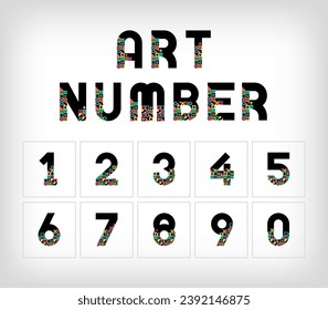 Set of art numbers with geometric shapes. logo. Creative figure education colorful graphic. vector
