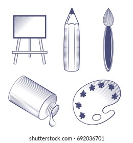 Set of art object vector illustration on white background