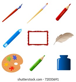 Set of art objects. Vector
