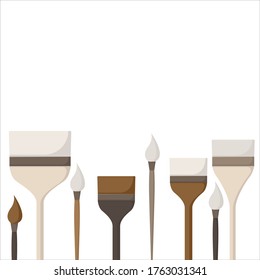 A set of art and paint brushes.