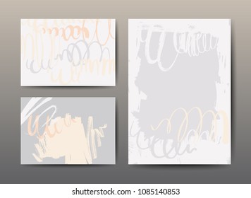 Set of art postcards, modern grunge brush design templates, invitation, banner, colorful ink cards