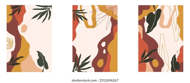 Set of  art posters abstract design composition in trendy contemporary collage style, for wall art decoration, postcard, cover design
