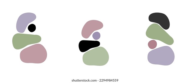 Set of  art posters Earth Tones   abstract design composition in trendy contemporary collage style, for wall art decoration, postcard, cover design
