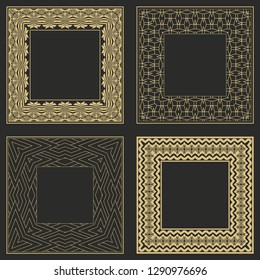 A set art rectangular ornament. Magnificent gold frame for monograms, a logo, invitation on a wedding. Vector graphics.