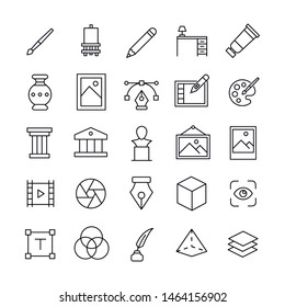 Set of art related vector line icons. Premium linear symbols pack. Vector illustration isolated on a white background. Web symbols for web sites and mobile app. Trendy design. 