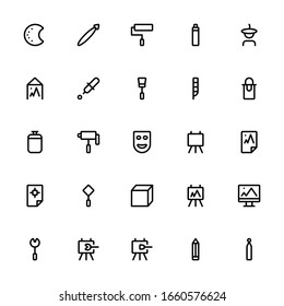 Set of art school, designer outline style icon - vector