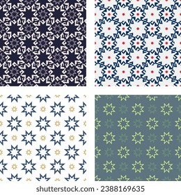 Set of art seamless patterns. Art forms are grouped and arranged in a certain order. Vector set for print, textile, packaging, interior design and your other projects.