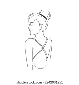 Set von Kunst einfache Design-Linie Mädchen Porträts. Minimalistische Vektorgrafik der schönen Frau. Linienzeichnung.