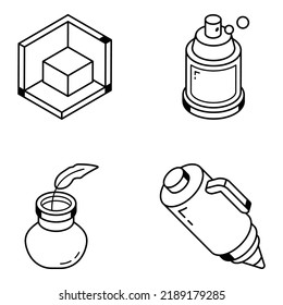 Juego de iconos de línea de herramientas de arte


