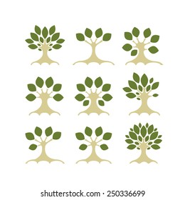 Set Art Trees Your Design Vector Stock Vector (Royalty Free) 250336699 ...