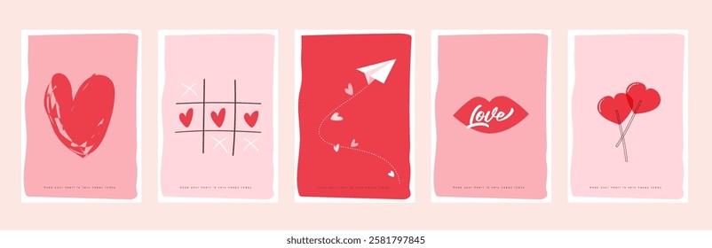 Set of art Valentine's day postcard or banner background template 