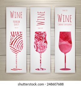 Set of art wine banners and labels design