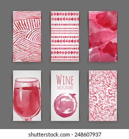 Set of art wine cards and labels design