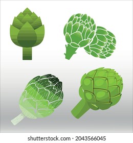 conjunto de icono Artichoke, línea aislada o logotipo símbolo de signo aislado vector, contorno y estilo de trazo Colección de ilustración vectorial de alta calidad,