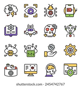 Set of Artificial Intelligence Flat Icons 

