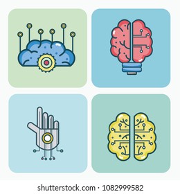 Set of artificial intelligence icons