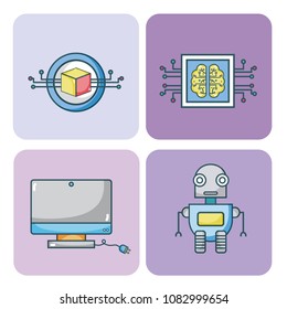 Set of artificial intelligence icons