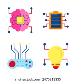 Set Artificial Intelligence of A icons color style