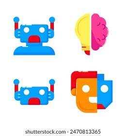 Set Artificial Intelligence of A icons color style