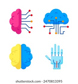 Set Artificial Intelligence of A icons color style
