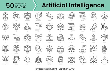 Set of artificial intelligence icons. Line art style icons bundle. vector illustration