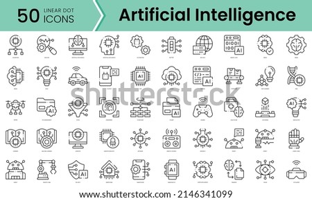Set of artificial intelligence icons. Line art style icons bundle. vector illustration