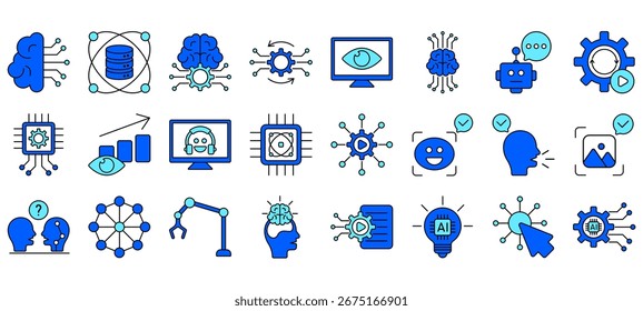 Conjunto de iconos o símbolos de inteligencia artificial Vector de archivo totalmente editable.