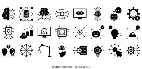 Conjunto de iconos o símbolos de inteligencia artificial Vector de archivo totalmente editable.
