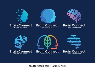 Set of Artificial Intelligence logo design. Digital human logo concept.