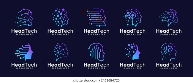 set of artificial intelligence logo icon design, vector illustrations