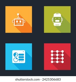 Set Artificial intelligence robot, Chat, Computer api interface and Neural network icon. Vector