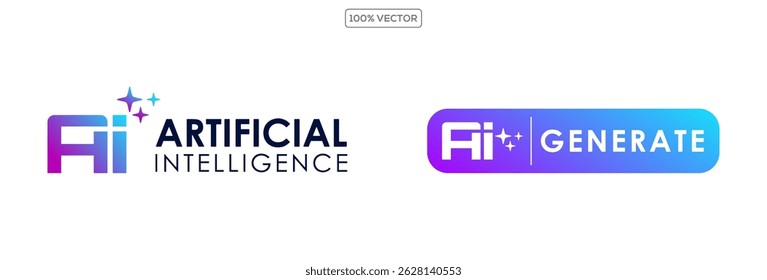 Conjunto de estrellas de inteligencia artificial logo App colorido. Create Generar Instrucción AI aplicación símbolo colección Vector