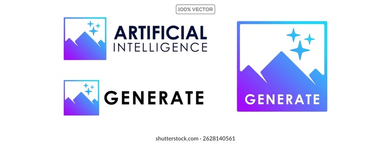 set of Artificial intelligence stars app logo colorful. Create generate prompt ai application symbol collection template stock