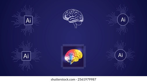 Set of artificial Intelligent vector icon 
