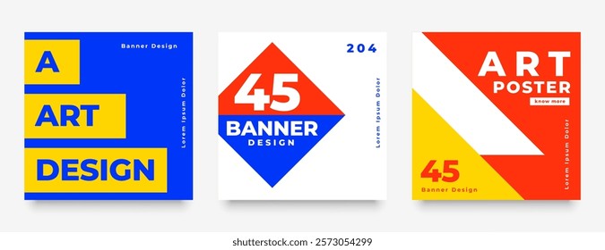 set of artistic and abstract social media feed banner for advertisement vector