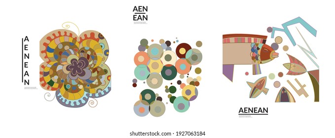 Set of artistic abstract vector illustrations in graffiti wall style. Cubism art design elements isolated on white. Modern mystic natural spiritual idea. Futuristic geometry in hand drawing line.