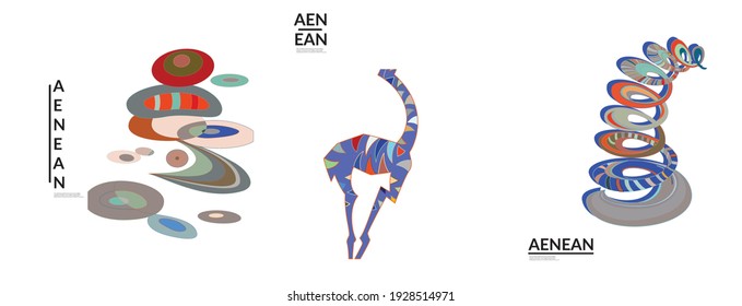 Set of artistic abstract vector illustrations in graffiti wall style. Cubism art design elements isolated on white. Modern mystic natural spiritual idea. Futuristic geometry in hand drawing line.