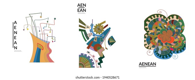 Conjunto de ilustraciones vectoriales abstractas artísticas al estilo de la pared del graffiti. Elementos de diseño artístico cubismo aislados en blanco. Idea espiritual mística moderna y natural. Geometría futurista en línea de dibujo a mano.