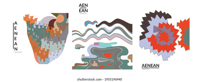 Set of artistic abstract vector illustrations in graffiti wall style. Cubism art design elements isolated on white. Modern mystic natural spiritual idea. Futuristic geometry in hand drawing line.