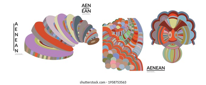 Set of artistic abstract vector illustrations in graffiti wall style. Cubism art design elements isolated on white. Modern mystic natural spiritual idea. Futuristic geometry in hand drawing line.