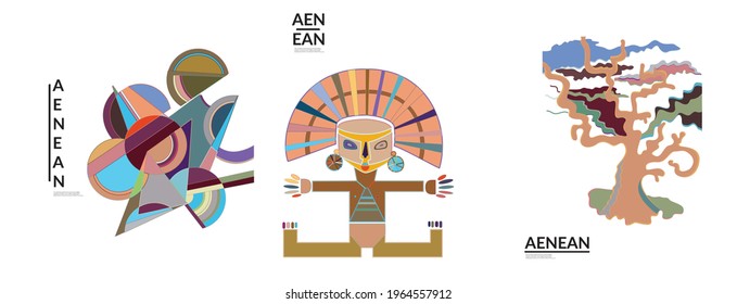 Set of artistic abstract vector illustrations in graffiti wall style. Cubism art design elements isolated on white. Modern mystic natural spiritual idea. Futuristic geometry in hand drawing line.