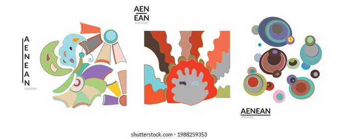 Set of artistic abstract vector illustrations in graffiti wall style. Cubism art design elements isolated on white. Modern mystic natural spiritual idea. Futuristic geometry in hand drawing line.