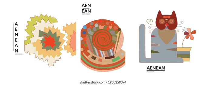 Set of artistic abstract vector illustrations in graffiti wall style. Cubism art design elements isolated on white. Modern mystic natural spiritual idea. Futuristic geometry in hand drawing line.