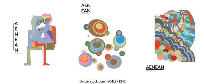 Set of artistic abstract vector illustrations in graffiti wall style. Cubism art design elements isolated on white. Modern mystic natural spiritual idea. Futuristic geometry in hand drawing line.