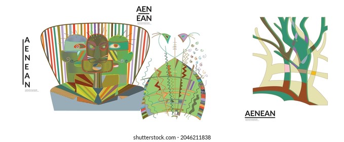 Conjunto de ilustraciones vectoriales abstractas artísticas al estilo de la pared del graffiti. Elementos de diseño artístico cubismo aislados en blanco. Idea espiritual mística moderna y natural. Geometría futurista en línea de dibujo a mano.