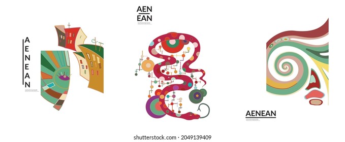 Conjunto de ilustraciones vectoriales abstractas artísticas al estilo de la pared del graffiti. Elementos de diseño artístico cubismo aislados en blanco. Idea espiritual mística moderna y natural. Geometría futurista en línea de dibujo a mano.